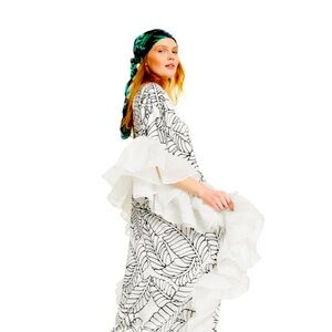 Fe Noel Kaftan- Palm Leaf Print Ruffle Trim Cover Up Dress- Fe Noel x Target